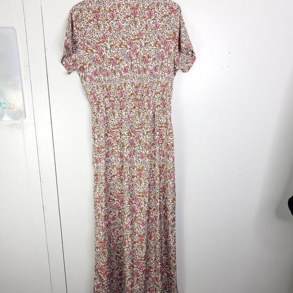Womens Dress Large Fixed Wrap Blooms Florals Cottagecore Stretchy Full Length - Picture 10 of 10